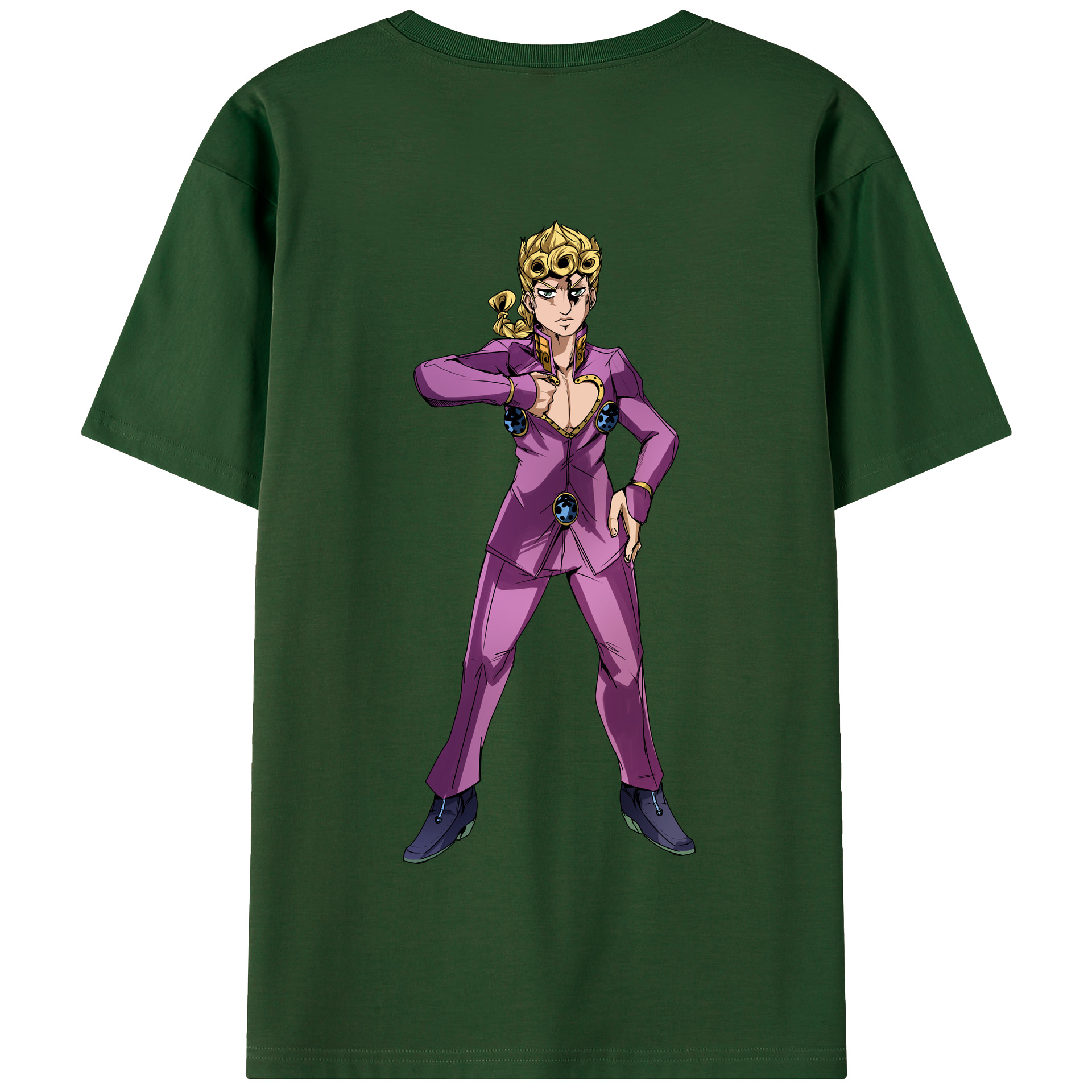 （画像用） ジョジョの奇妙な冒険 ジョルノ?ジョバァーナ JoJo's Bizarre Adventure Giorno Giovanna 綿100％半袖Tシャツ（背面プリント）